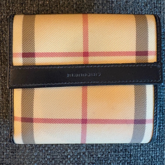 Burberry Beige and Black Plaid Wallet